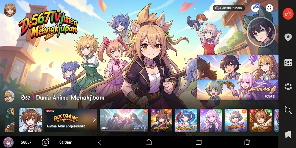Screenshot gameplay Anime 567TV menampilkan berbagai karakter dan momen epik.