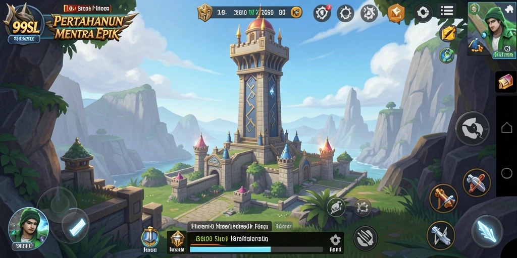 Screenshot utama menampilkan gameplay menara pertahanan yang seru dan strategis.