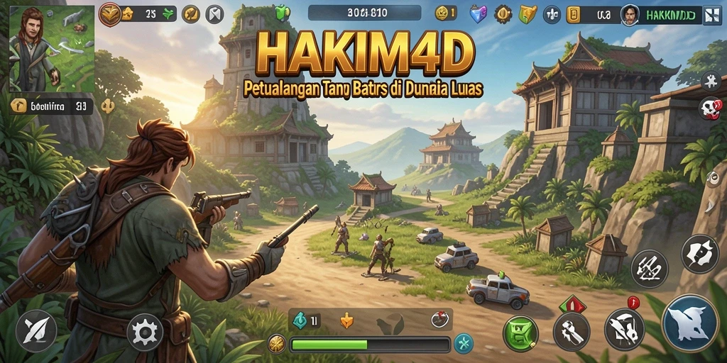 Screenshot gameplay HAKIM4D yang menunjukkan kebebasan eksplorasi dunia terbuka.
