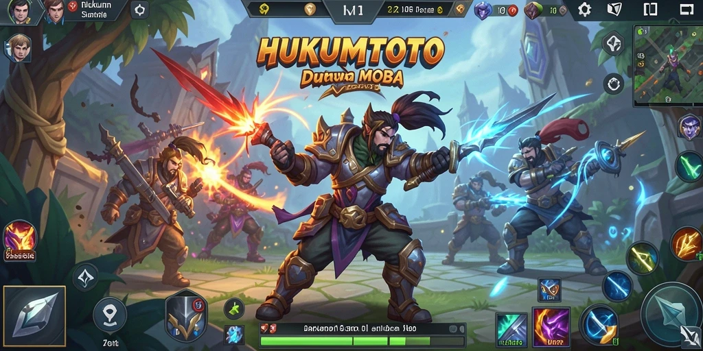 Tampilan gameplay seru dalam pertarungan MOBA HUKUMTOTO