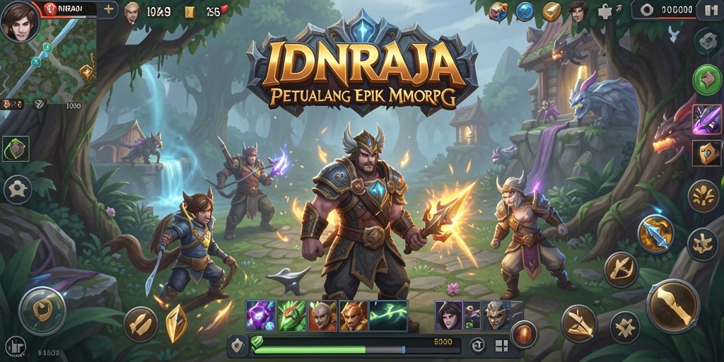 Screenshot utama IDNRAJA menampilkan aksi seru dalam permainan MMORPG.