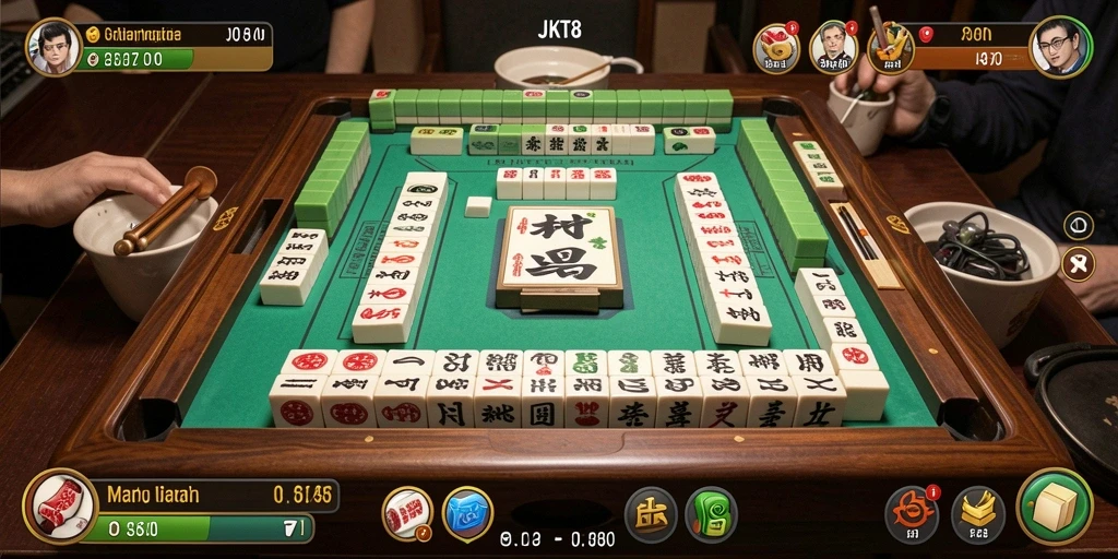 Gameplay seru di <strong>JKT8</strong> yang menampilkan pencocokan tile Mahjong.