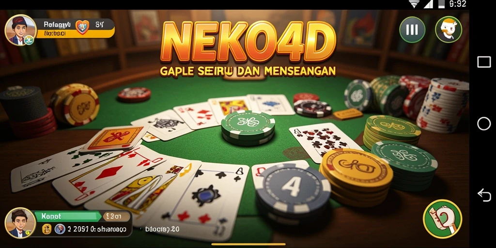 Tampilan gameplay menarik di NEKO4D dengan fitur Gaple.