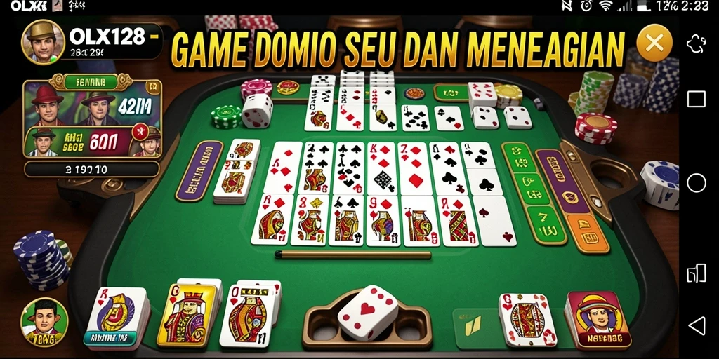 Screenshot gameplay OLX128 menampilkan aksi seru permainan domino.