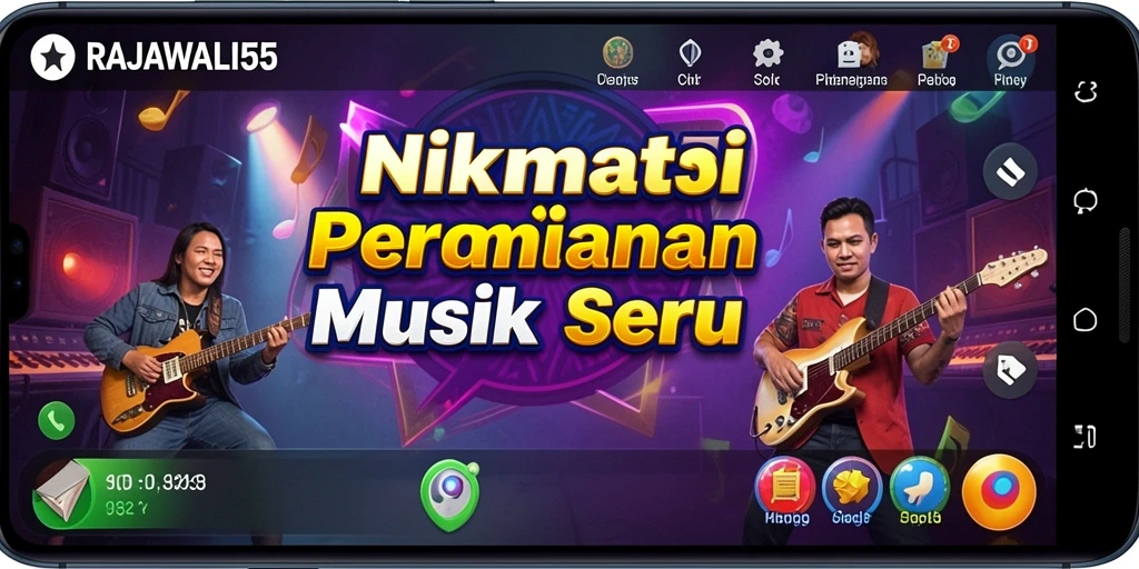 Tampilan gameplay seru RAJAWALI55 saat pengguna bernyanyi.